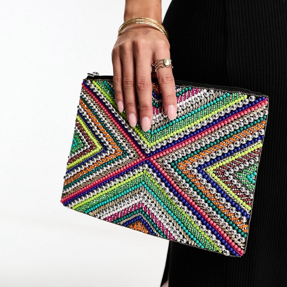 Bright Beaded Clutch Bag